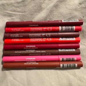 Lot of 8 Covergirl Outlast Lipstain: colors listed in description. NEVER USED